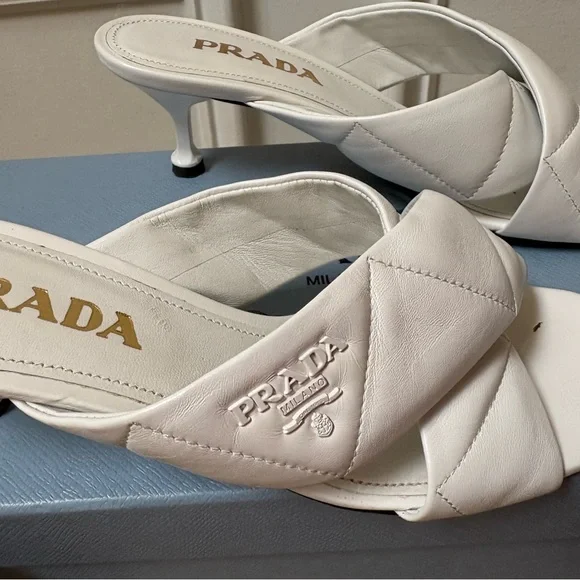 Prada quilted leather sandals with kitten heels 37 - Picture 2 of 7